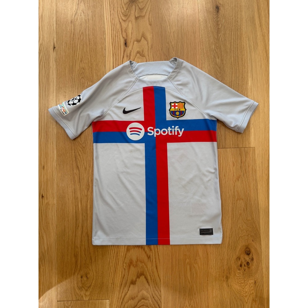 Nike Kids FC Barcelona 2022/23 Frenkie De Jong #21 Third Jersey Grey LG